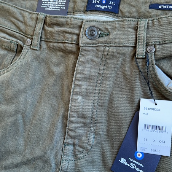 The Original Ben Sherman Straight Fit Olive STRETCH jeans - Picture 7 of 10